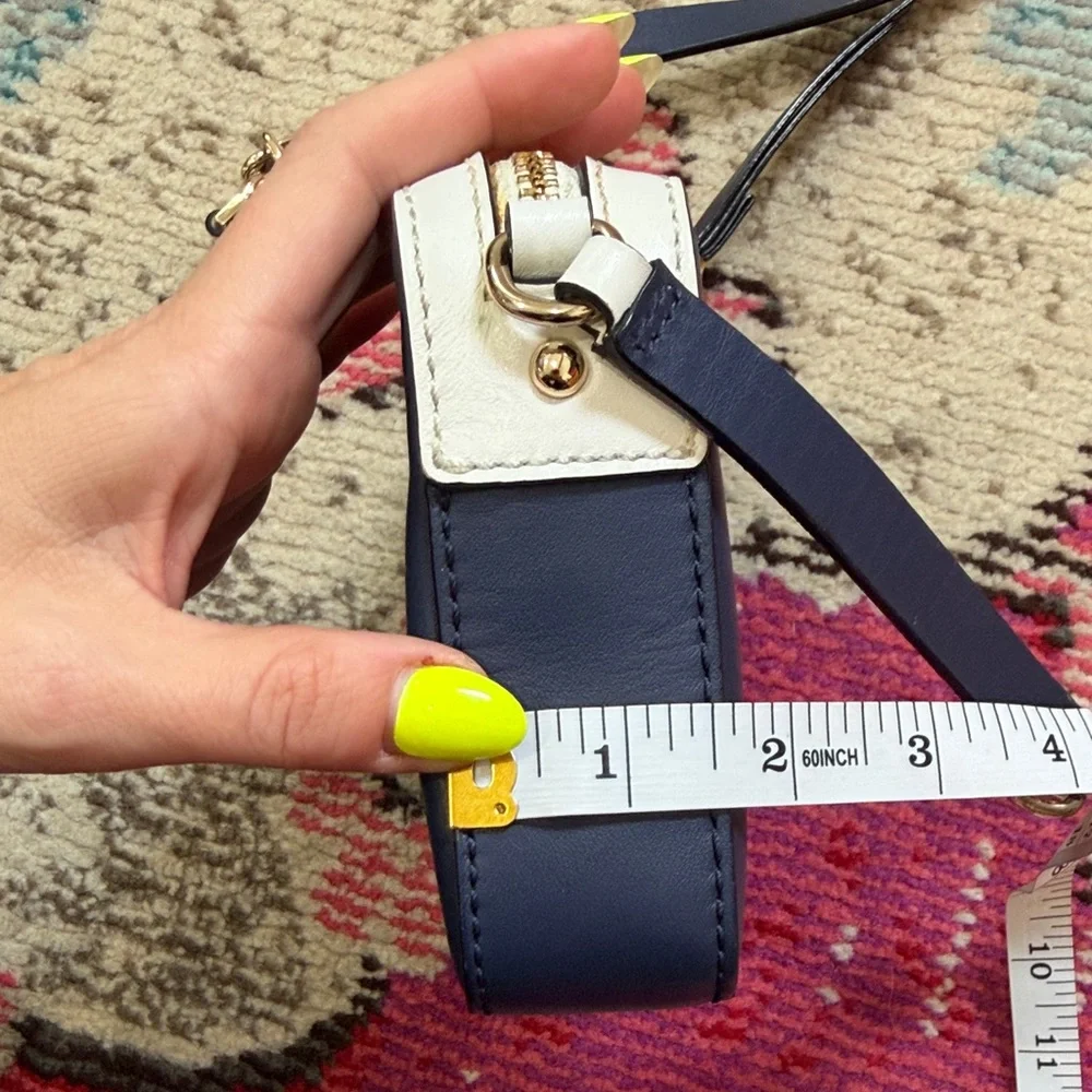 kate spade Navy White Leather Crossbody with Gold Hardware - Picture 4 of 8